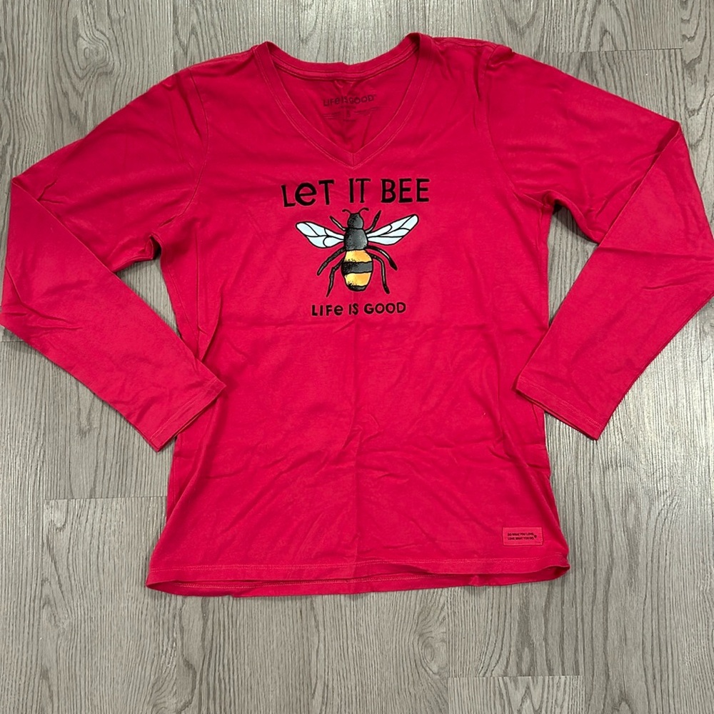 Life Is Good Red 'Let It Bee' Long Sleeve Tee